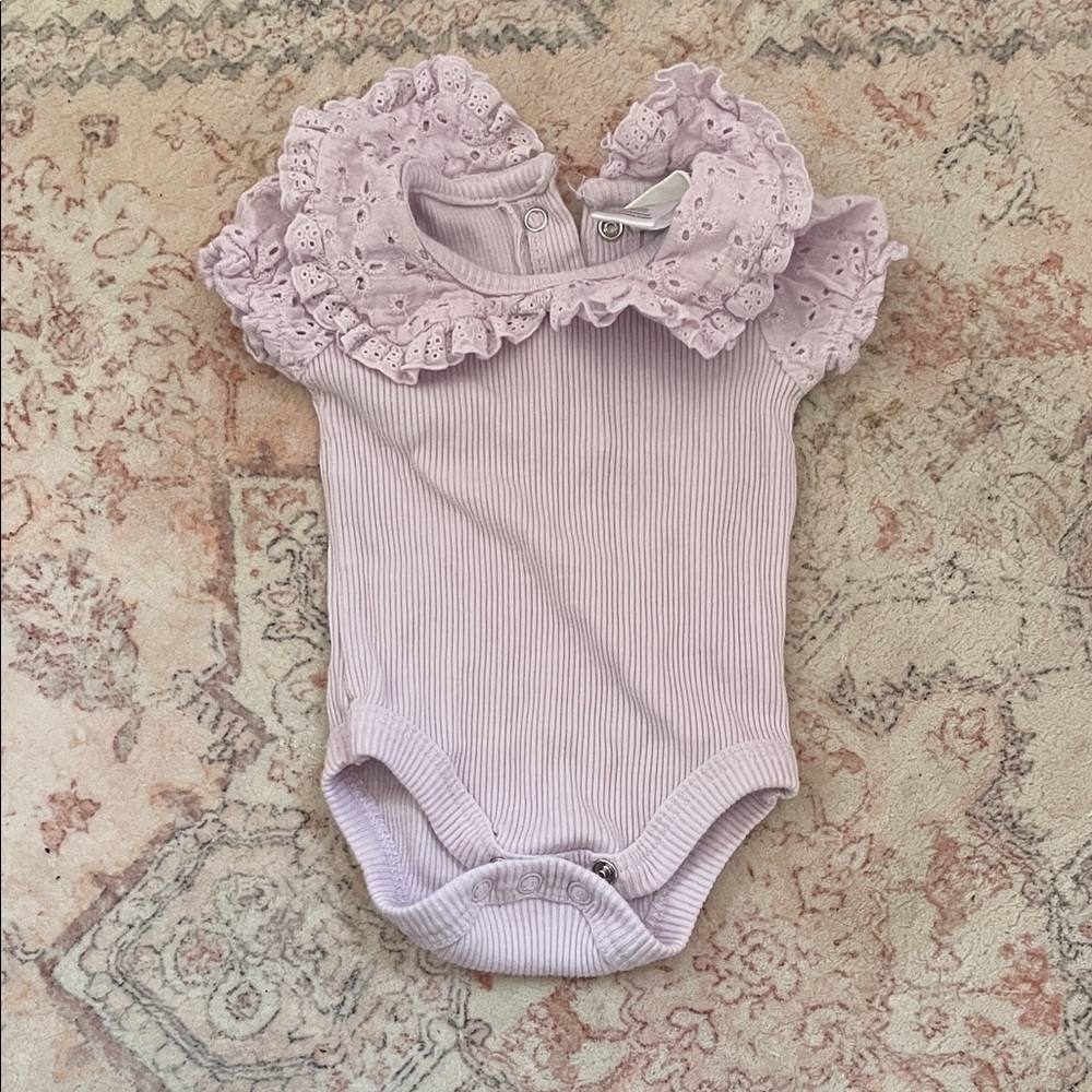 Nicole Miller Lavender Ruffled Bodysuit